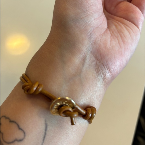 Heart Charm Bracelet with Brown Leather - Picture 5 of 5